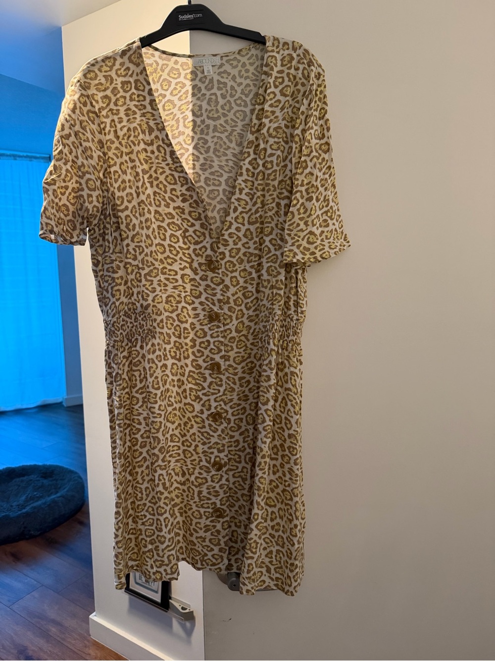 Abound Leopard Print V-Neck Dress in Yellow and Tan